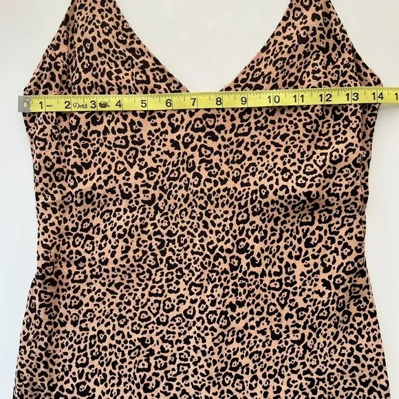 Reformation Marlowe Leopard Print Mini Dress V-Neck Side Slit - Picture 12 of 16
